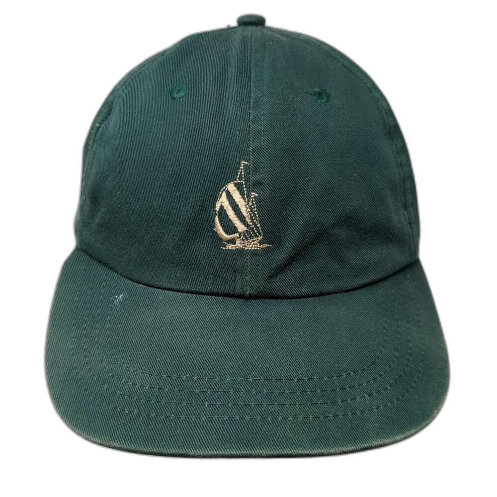 Nautica Baseball Cap Green OS Sailboat Logo Embroidery Hat Slideback Cotton